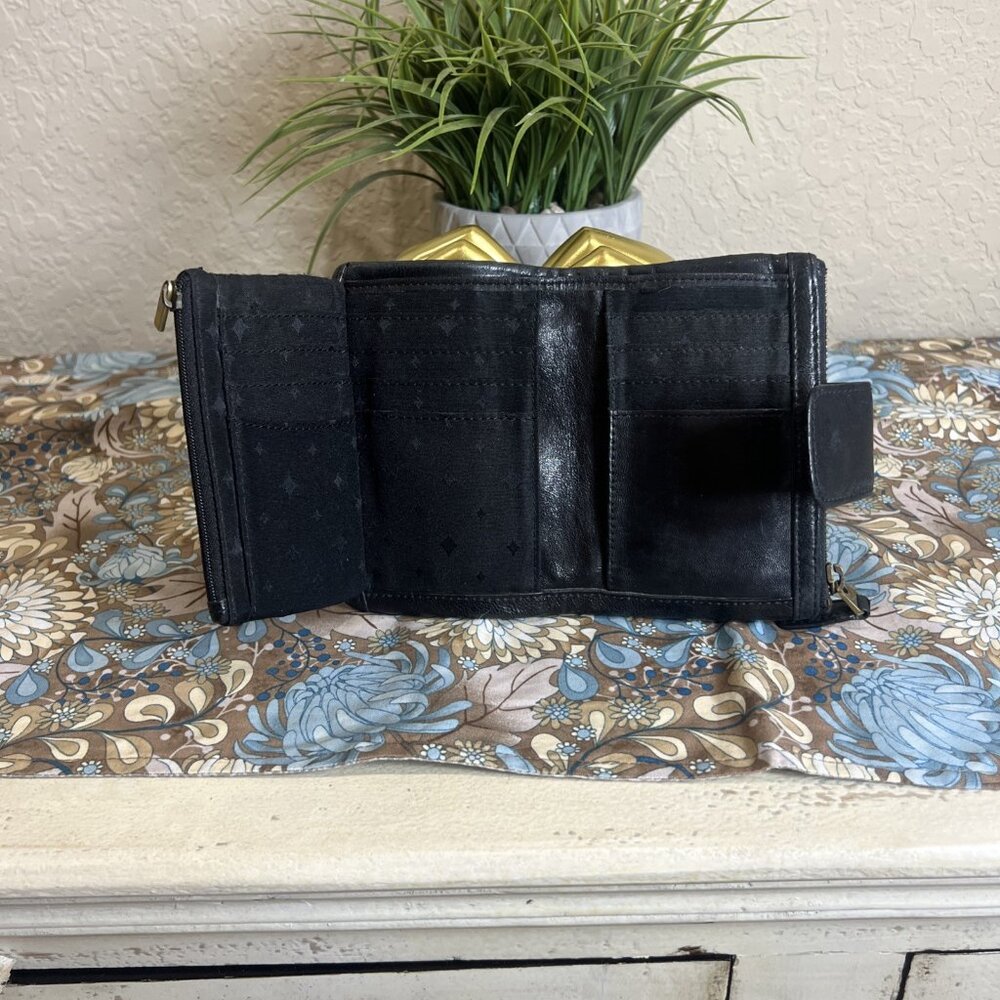 FOSSIL LONG LIVE VINTAGE BLACK DISTRESSED LEATHER WALLET Tri-fold - Picture 7 of 10